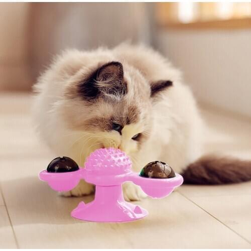 Cat Windmill Toy Set Interactive Turntable Light up Cat Groomer Cat Training Toy With Catnip Cat Play Ball