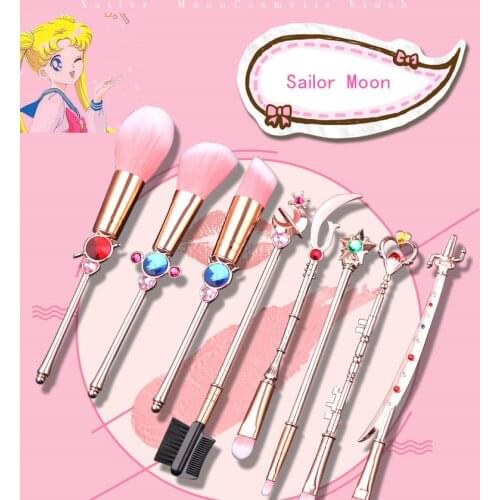 Hot Sailor Moon Cosmetics Makeup Brushes Rose Gold Handle Eye Shadow Brush Sets Blush Crease Eyebrow Beauty Make Up Brush Tool