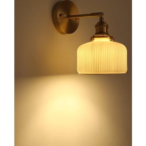 Brass Ceramic Wall Lamp Study Bedroom Bedside Lights Toilet Aisle Nordic Japanese Modern Minimalist Coffee Shop LED Wall Lamp