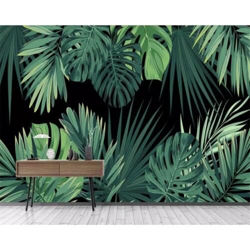 Beibehang Custom wallpaper European retro hand-painted tropical rainforest banana leaves living room wall 3d wallpaper behang