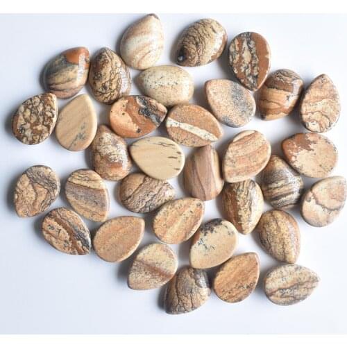 Wholesale 50pcs 13x18mm high quality natural picture stone drop CABOCHON CAB teardrop Beads for jewelry making DIY beads free