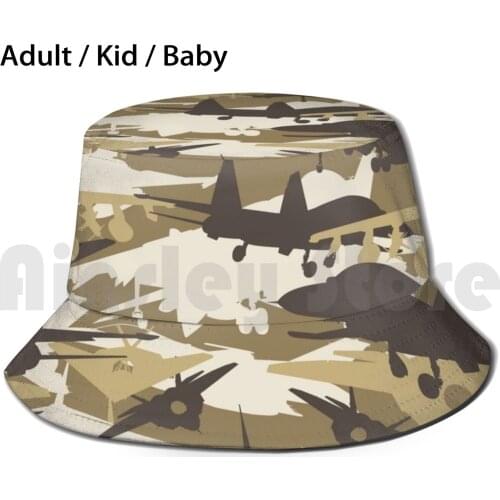 Military Camouflage Fighter Jet Bucket Hat Adult kid baby Beach Sun Hats Military Fighter Camouflage Aircraft Jet Aviation