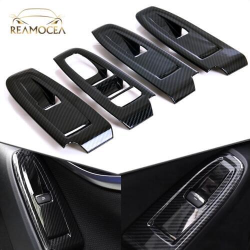 Reamocea 4Pcs Carbon Fiber Interior Door Window Button Switch Panel Cover Bezel Trim Frame Molding Fit For Subaru XV 2018 LHD