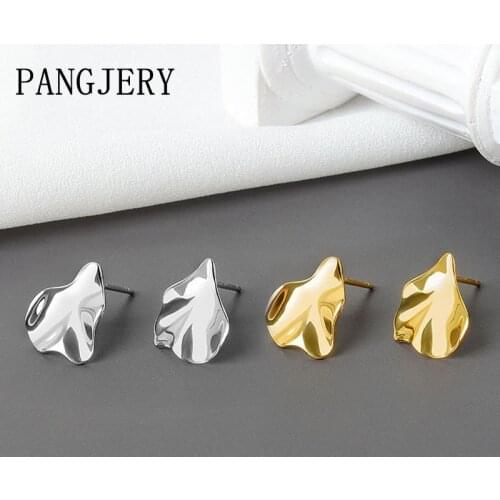 PANGJERY 925 Sterling Silver Earrings for Women INS Fashion Exquisite Creative Lotus Leaf Irregular Pattern Wedding Jewelry Gift
