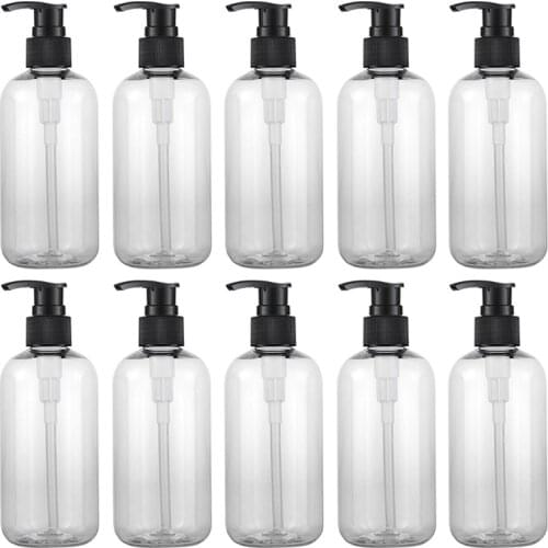 10pcs 250ml PET + PP Plastic Bottle Hand Gel Wash Lotion Pump Dispenser Bottles Empty Transparent Squeeze Bottle