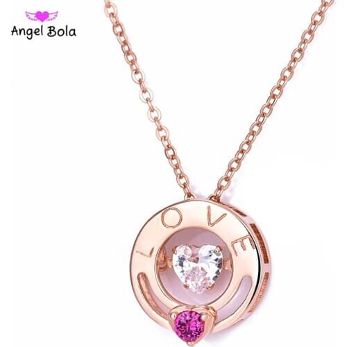 Mothers Day Gifts Heart-beating Encounter Necklace Silver color Love Letter Touch Pendant Necklace Women Trendy Jewelry