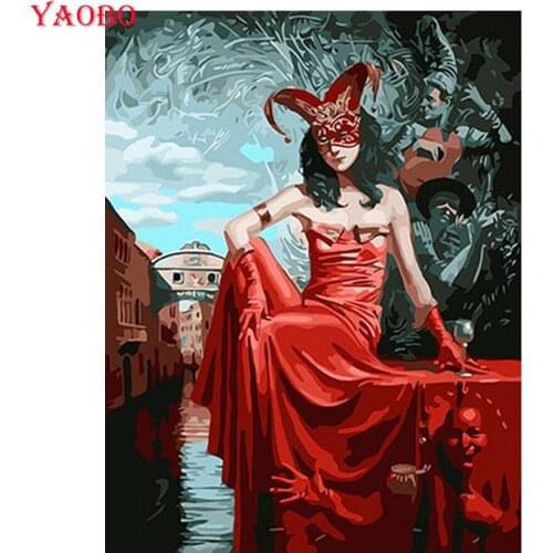 Full square/round diamond painting Mask woman 5d diy diamond painting cross stitch mosaic rhinestone pictures room decoration