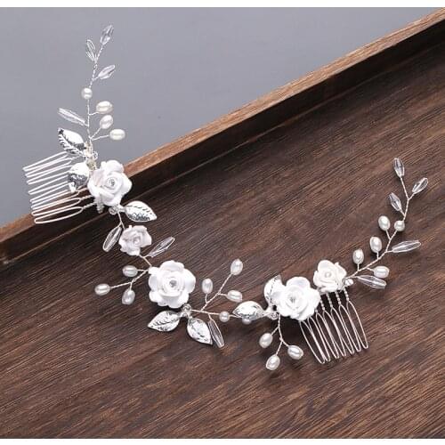 White Flower Hair Clip Headband Bride Hair Accessories For Women Wedding Accessories Headband For Hair Woman