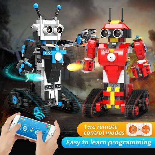 Programmable toys robot building block stem toy Learning Kit education mobile remote control birthday gift for Children Kid