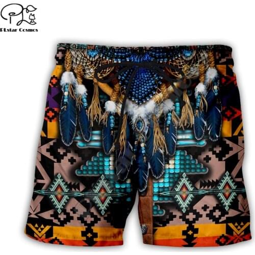 Men Unisex Skull Native indian Wolf 3d Print Deer Hunting Casual Shorts Fashion Summer Quick Dry Board Shorts streetwear 007