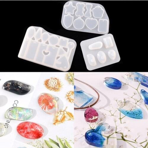 Silicone Mold Pendant Jewelry Casting Mould Necklace Resin Drop Craft Tool Round/Square/Oval/Heart Shape for Jewelry Making