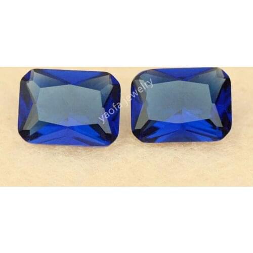 Wholesale 3x5~13x18mm 113# Blue Color Glass Beads Gems Baguette Octagon Shape Cut Loose Lab Made Glass Stone For Jewelry