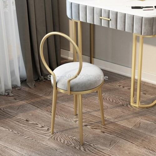 Light Luxury Makeup Chair Net Red Chair Nordic Family Dining Chair Modern Simple Dressing Stool Iron Back
