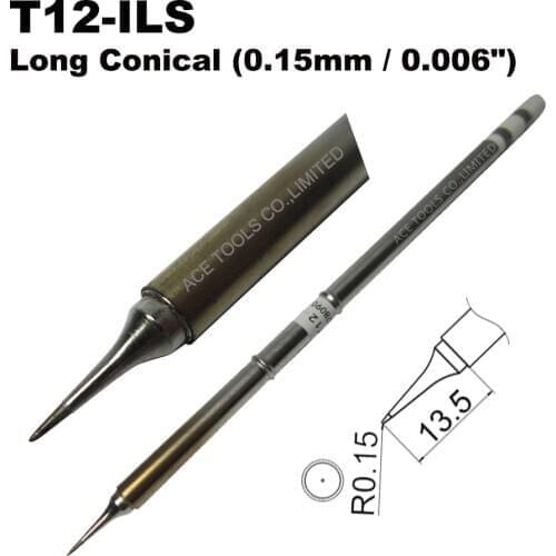T12-ILS Conical 0.15mm Soldering Tip for HAKKO FX-951 FX-950 FX-952 FX-9501 FM-2028 FM2027 Nozzle Iron Bit Pencil Replacement