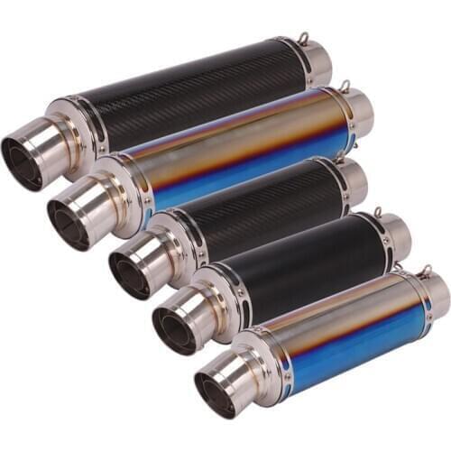 Universal 60mm Motorcycle Exhaust Muffler Pipe Carbon Fiber Stainless Steel Escape with Removable DB Killer Dirt Bike Scooter