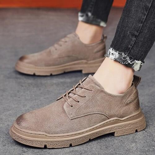 High Quality Designer Mens Casual Shoes Genuine Leather Shoes Fashion Comfort Footwear Light Brown Suede Shoes Luxury Sneakers