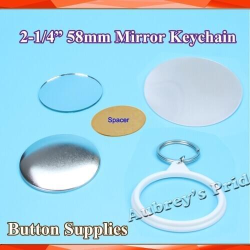 21/4" 58mm 100 Sets Mirror Keychain Button Supply Materials for NEW Professional Badge Button Maker