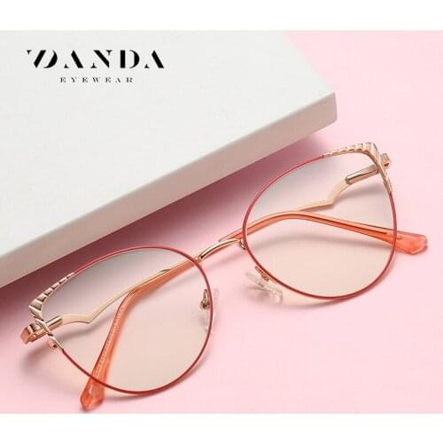 Office Sexy Cat Eye Bend Metal Frame Anti Blue Light Transparent Glasses Women New Coating Film Blocking Ray From Computer Phone