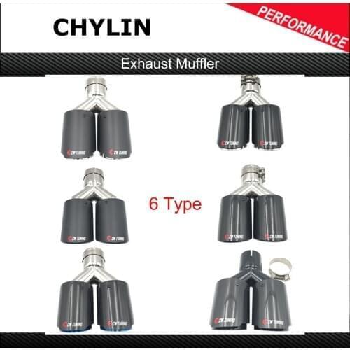 1Pcs Y Model Universal Dual Exhaust Tip Matt/Glossy Carbon Fiber Exhaust Tip Muffluer Pipe For Ak Exhaust System Muffler