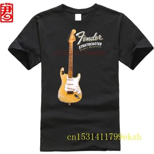 PHIKING PHIKING 100% Cotton Print Shirts customized T-shirt YNGWIE MALMSTEEN Stratocaster Electric Guitar T-Shirt Black
