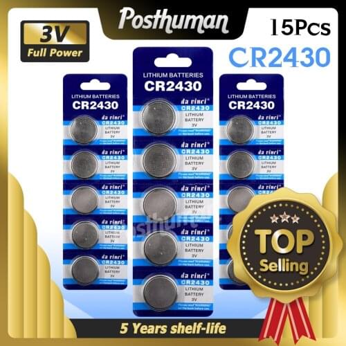 15PCS Button Battery CR2430 3V Electronic Lithium Coin Cell Batteries DL2430 BR2430 ECR2430 KL2430 EE6229 Watch Toy Headphone
