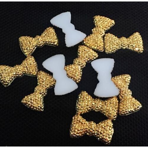 150pcs gold bowknot wedding scrapbook party decorative resin accessory woman hair accessories.S521