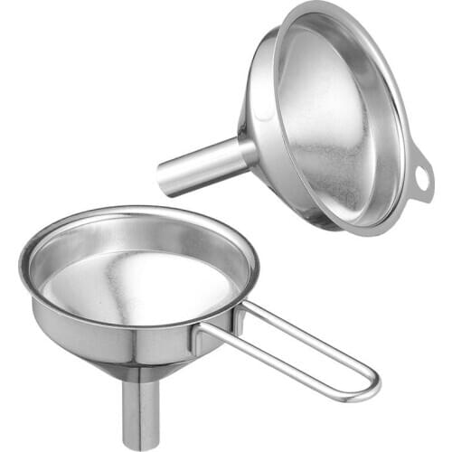 2pcs Stainless Steel Funnel Kitchen Oil Liquid Funnel Metal Funnel Kitchen Kit Measuring Tools