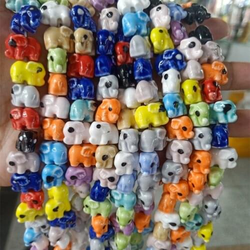 20pcs 14mm Elephant Shape Ceramic Beads Fashion Cute Animal Loose Spacer Ceramics Bead For Jewelry Making Bracelet DIY