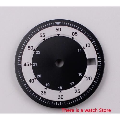 28.5mm BLIGER white dial date window dual time zone Watch Dial fit DG2813 MIYOTA 8215 Movement