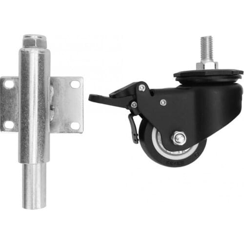 2in Manganese Steel Bracket TPU Universal Caster Tool Cart Wheel with Brake Threaded Rod M12/ Spring Rod