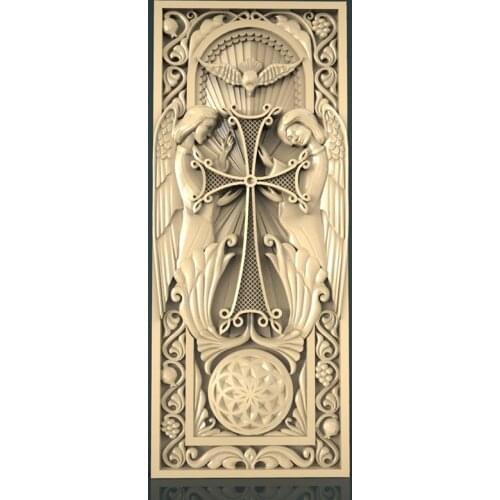 3D model relief for cnc router 3D printer artcam aspire in STL file format Maids Cross carvings decor