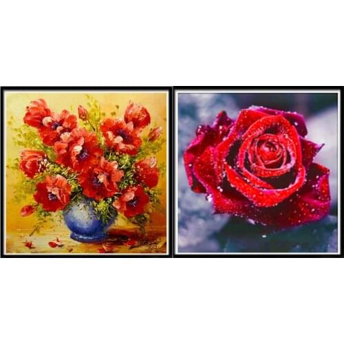 5d Diy Diamond Painting "vase", Imitation Diamond Embroidery, Imitation Cross Stitch Style, Rose Mosaic, Home Decoration Crafts