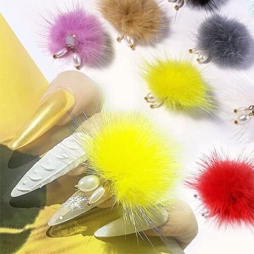 3D Nail Art Accessories Soft Hairball Detachable Magnet Fashion Jewelry Manicure Design Nail Art Color Rhinestone Decoration NEW