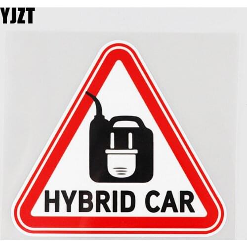 YJZT 12.8CM×11.3CM Car Sticker Hybrid Car Caution Save Energy PVC Decal 12C-0737