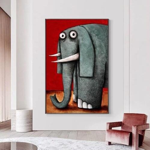 Frameless Elephant Hand Painted Large Size Pictures Decoracion Canvas Oil Painting Wall Art Decor For Children Room Living