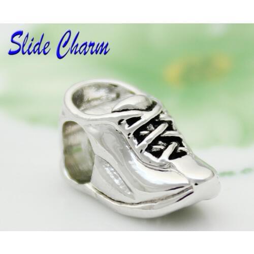 Free shipping European new fashion Silver-plated exquisite running shoes DIY charm beads fit Pandora bracelet holiday gift