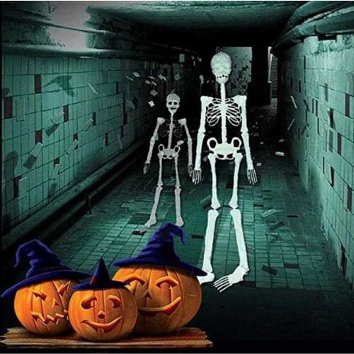 90cm 150cm Halloween Luminous Human PVC Skeleton Hanging Props Decor Horror Party Scary Skull Decor Festive Decoration