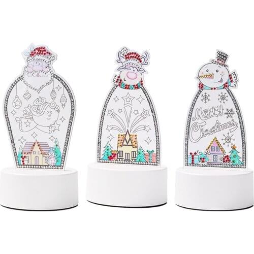 DIY 5D Christmas Night Lamp Resin Painting Kit Rhinestone Drawing Home Dusk-to-Dawn Night Lamp Art Craft Christmas Home Decor