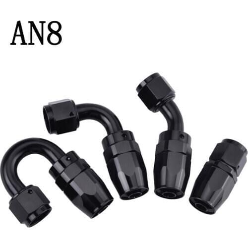 This Hill 8 AN AN-8 Straight Aluminum Swivel Hose End Fitting Oil Fuel Line Universal Fitting Adapter Black