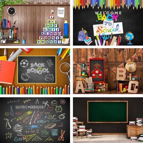 Mehofond Back to School Photography Background Chalkboard Colorful Pens First Day Classroom Party Portrait Backdrop Photo Studio