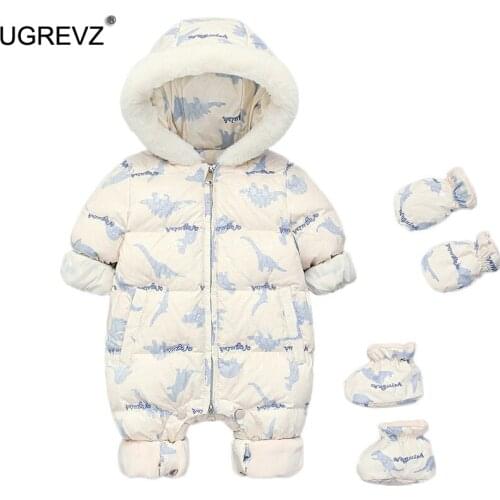 3Pcs Set Newborn Baby Jumpsuit Hooded Down Warm Baby Boys Snowsuit Toddler Snow Suit Baby Girl Overalls Rompers Coat Costume 24M