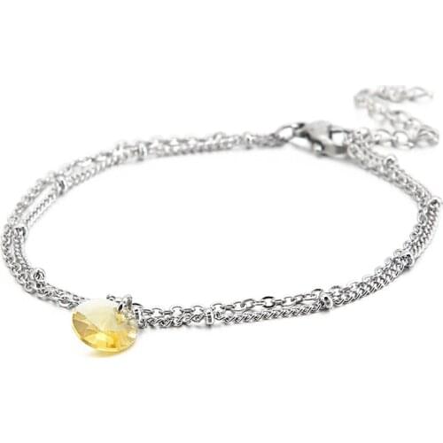 Korean version of the simple titanium steel double zircon ladies bracelet jewelry