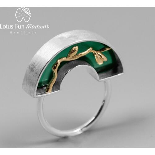 Lotus Fun Moment Real 925 Sterling Silver Handmade Fashion Jewelry Classic Oriental Element Arch Bridge Design Ring For Women