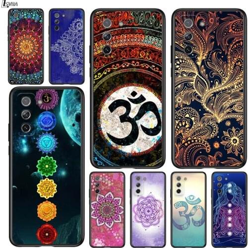 Mandala Chakra Yoga for Samsung Galaxy S21 Ultra Plus Note 20 10 9 8 S10 S9 S8 S7 S6 Edge Plus Black Phone Case