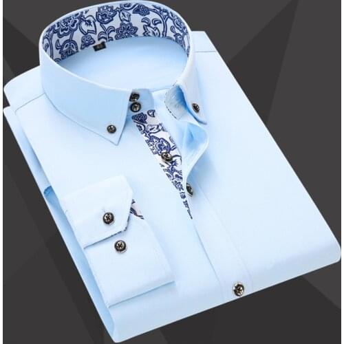 2021 Mens New Slim-Fit Long-Sleeved Shirt Youth Business Casual Shirt