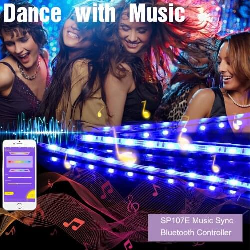 Music Control LED Strip Set Dream Color WS2811 LED Strip 5050 RGB with SP107E Music Phone App Bluetooth Controller 12V Power