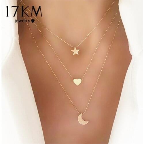 Bohemian Gold Star Necklaces For Women Heart Flower Choker Pendant Necklace 2020 Ethnic Multilayer Female Fashion Jewelry