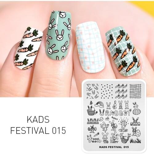 Easter Nail Art Stamp Nail Stamping Template Cute Rabbit Eggs Pattern DIY Nail Manicure Image Stencil Plate 3D Nail Printing