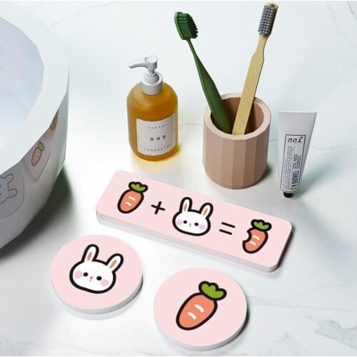 Bathroom Toilet Rack Cartoon Coaster Placemat for Dining Table Kitchen Accessories Diatom Mud Coaster Vanity Absorbent Pad