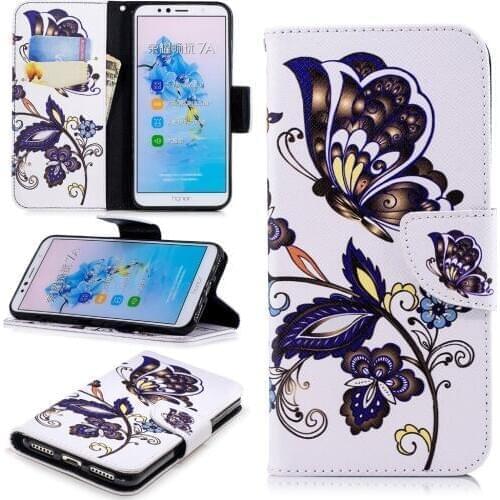 For Huawei Honor 7A Pro Case PU Leather Luxury Painted Cartoon Magnetic Flip Wallet Cover For huawei y6 2018 case